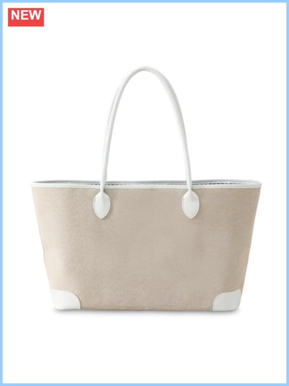 Oversize Linen Tote Bag with PU Leather Handles 20L Large Travel Tote